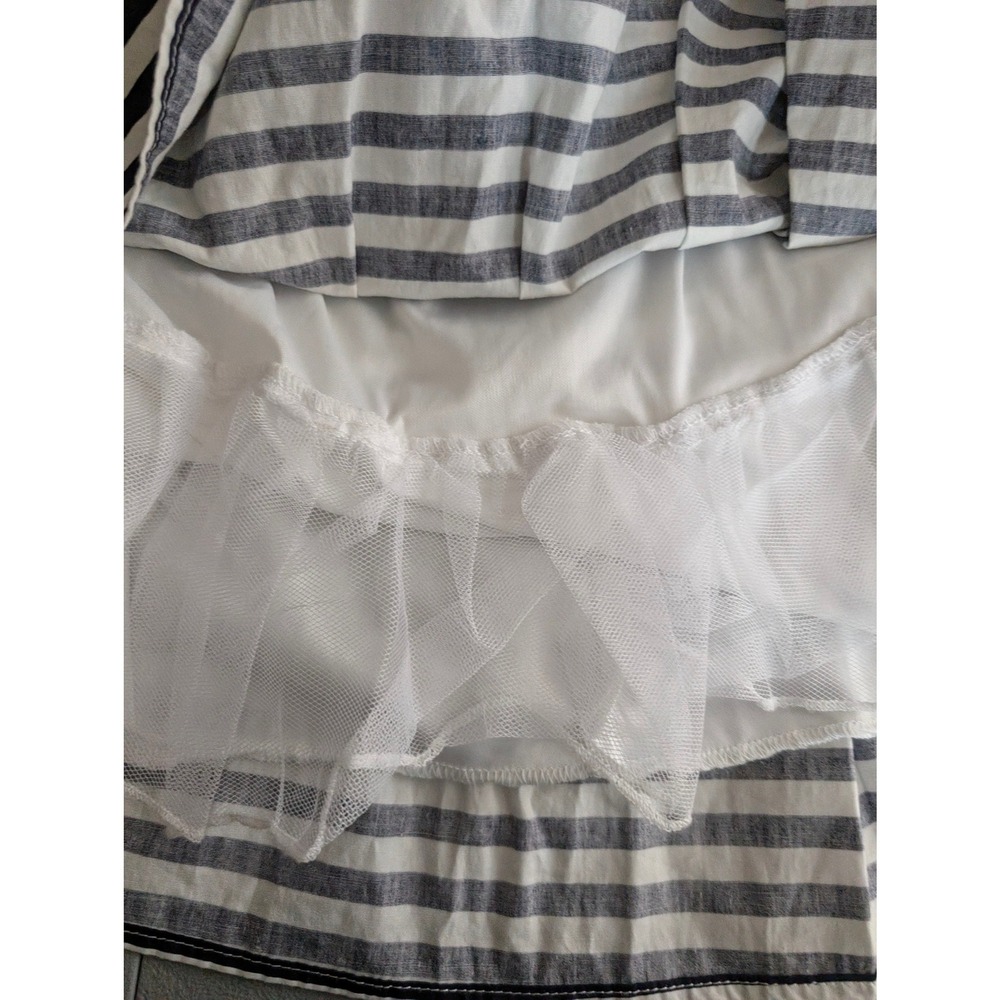 City Triangles Navy Blue White Striped Fit & Flare Mini Dress Size 11 Nautical - Picture 3 of 7